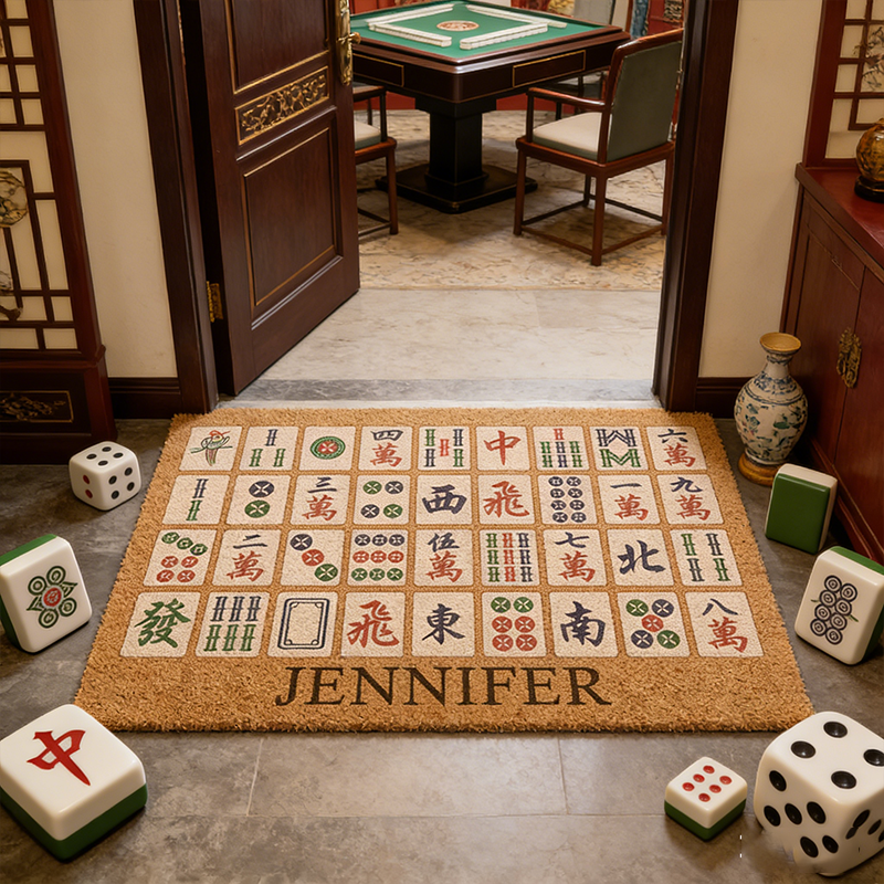 Personalized Mahjong Tiles Welcome Doormat Birthday Gift Mahj House Decor Mahjong Outdoor Mat Mahjong Lover Player Gamer Gift