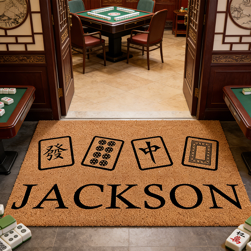 Personalized Mahjong Tiles Coir Doormat Door Mat Entry Mat Wedding Gift New Home Decoration Mahjong Lover Gift