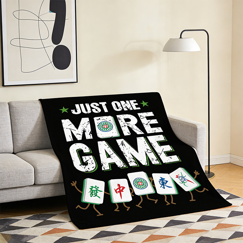 Mahjong Blanket Flannel Plush Throw Blanket Cozy Mah Jong Decor Fleece Stuff Blanket Gifts