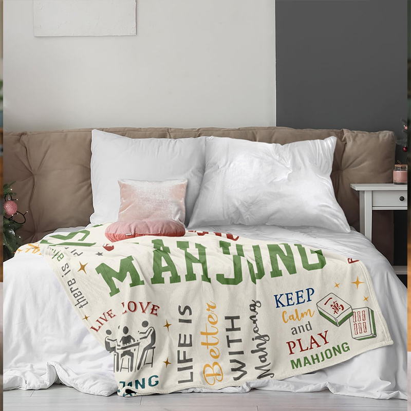Just A Girl Who Loves Mahjong Blanket Mahjong Gifts for Women Mah Jong Lovers Throw Blanket