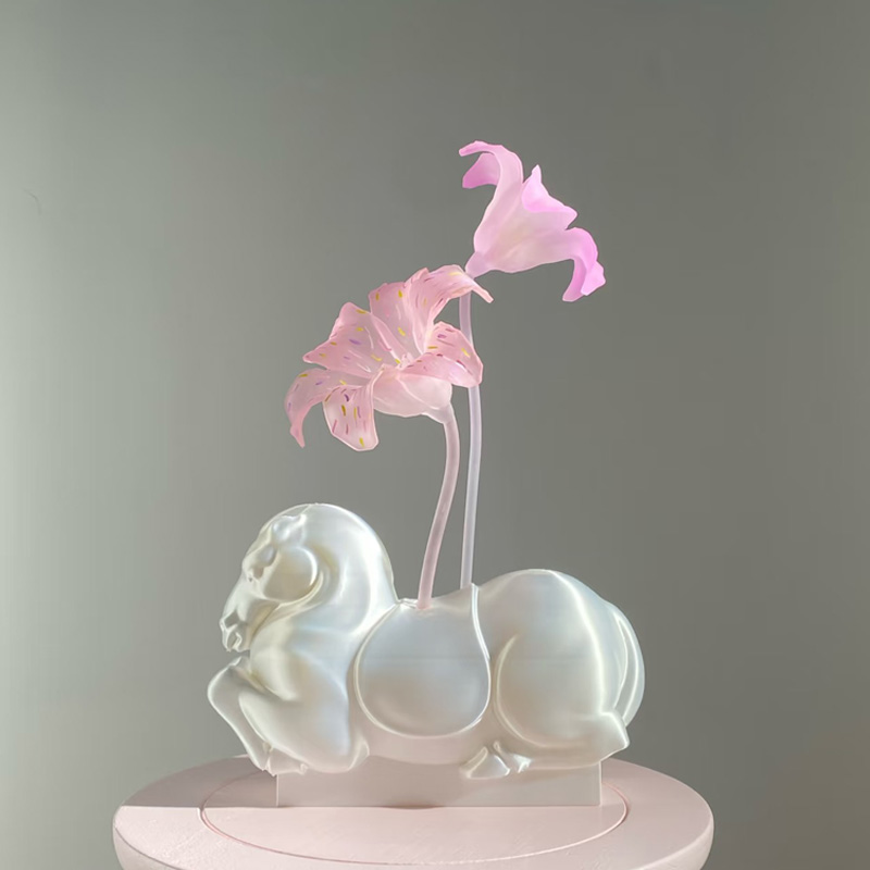 Personalized Flower Horse Stallion Ornaments 3D Print Horse Sculpture Table Decor Gift for Equestrian Riding Lovers