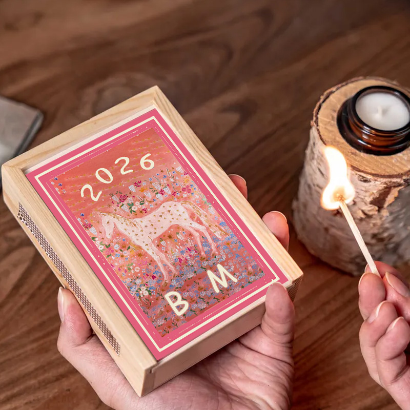 Personalized Floral Horse Matchbox Large Engagement Gift Wood Matchbox for Couples Wedding Gift for Equestrain Lovers