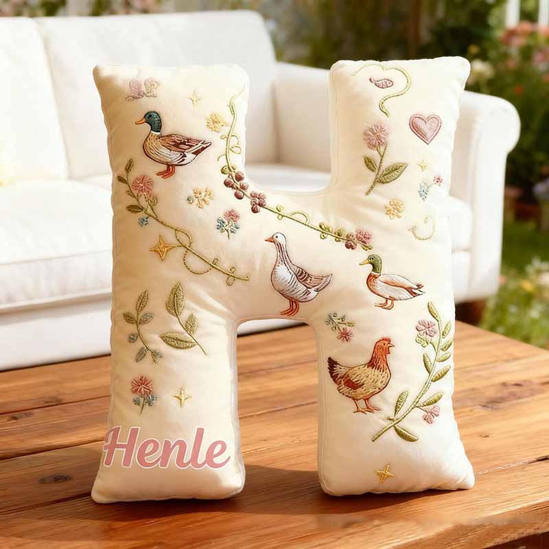 Personalized Pet Lover Chickens Ducks Letter Pillow with Custom Name Graphic 3D Print