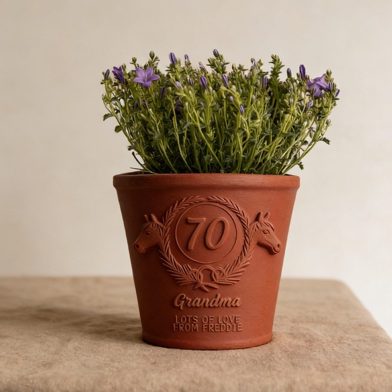 Personalized 70th Birthday Plant Pot 3D Print Sculpture Planter Gift for Equestrian Riding Lovers