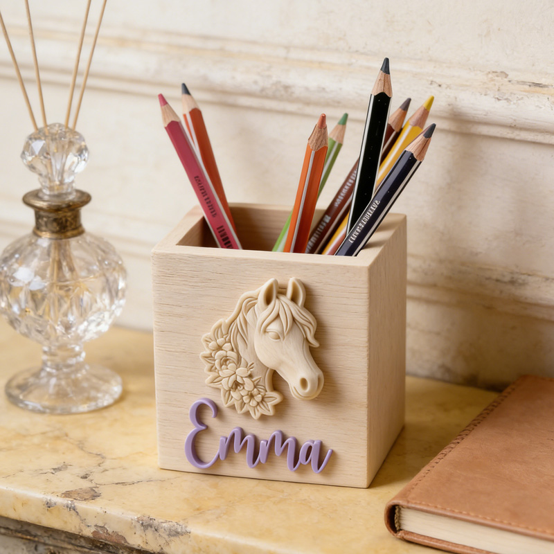 Personalized Horse Pencil Cup Pencil Holder Girl 3D Printed Gift for Equestrain Lovers