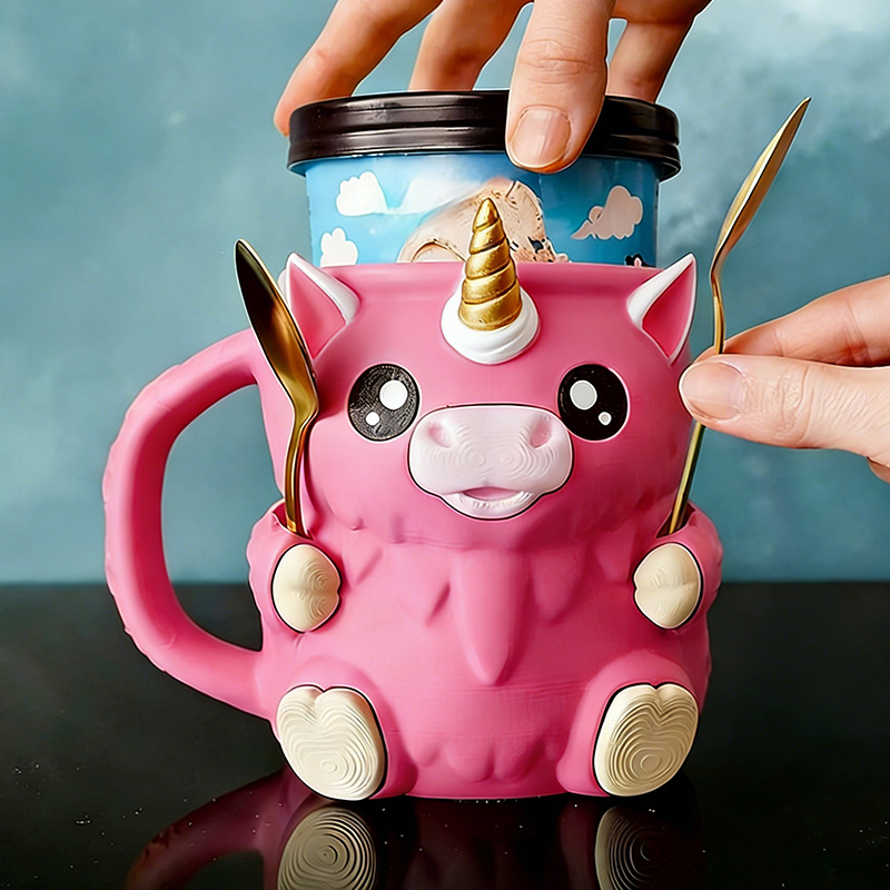 Dream Horse Ice Cream Pint Holder 3D Printed with Spoon Slots & Snack Drawer