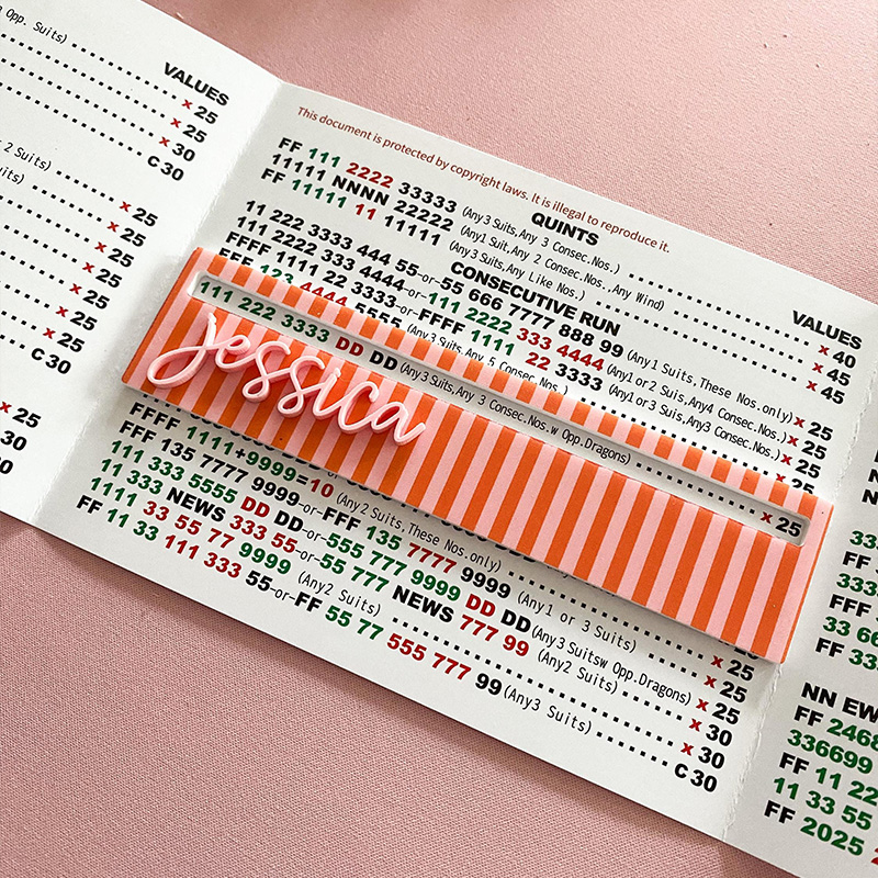 Personalized Striped Mahjong Row Finde,Floral Scallop Line Reader, Mahjong Gifts ,Mahjong Accessories,Mahjong Rule Helper