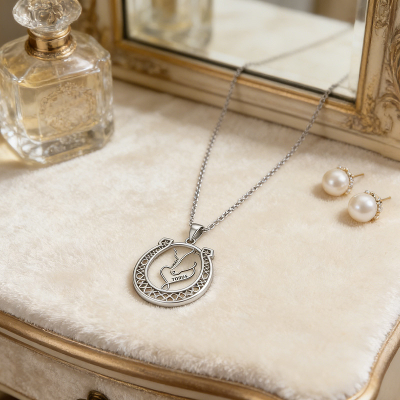 Personalized Couple Horse Rider Necklace Horseshoe Necklace Charm Jewellery Gift for Equestrain Lovers