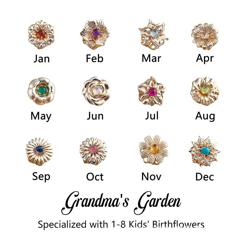 Personalized Birth Flower Bracelet With Real Birthstone, Fidget Spinner Birthflowers, Custom Mother's Day For Mom, Combined Birthflower