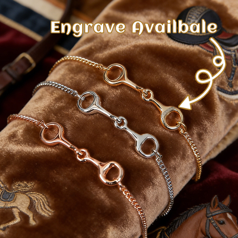 Personalized Engraving Snaffle Bit Bracelet Equestrian Horse Lover Jewelry Gift for Equestrain Lovers