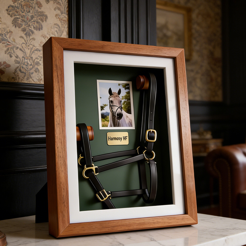 Personalized Horse Memorial Shadow Box Custom Halter Keepsake Frame with Photo Engraved Plaque Horse Remembrance Gift for Equestrain Lovers