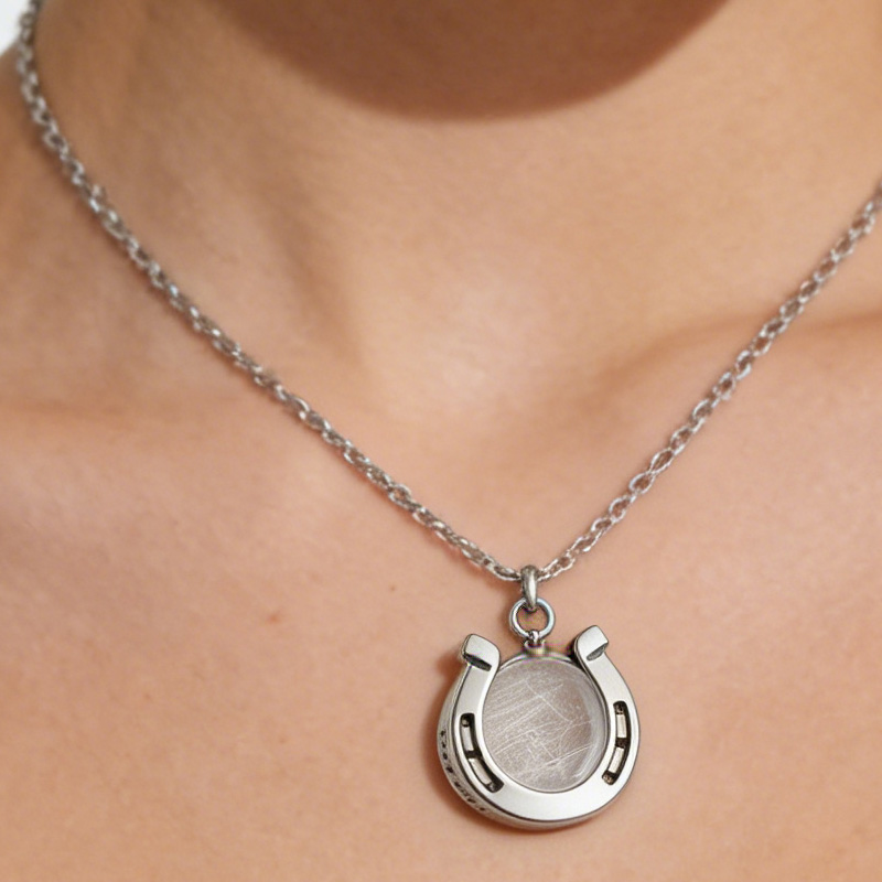 Personalized Horseshoe Keepsake Necklace Unique Handmade Jewelry Memorial Petloss Gift for Equestrain Lovers