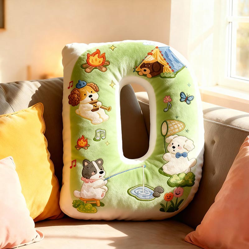 Personalized Dog Lover Camping Fishing Letter Pillow Graphic 3D Print