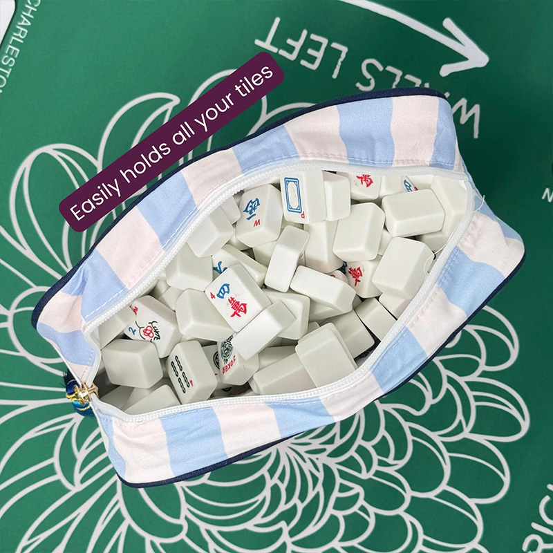 Personalized Embroidered Mahjong Tile Bag with Zipper and Wrist Strap Gift for Mahjong Lovers