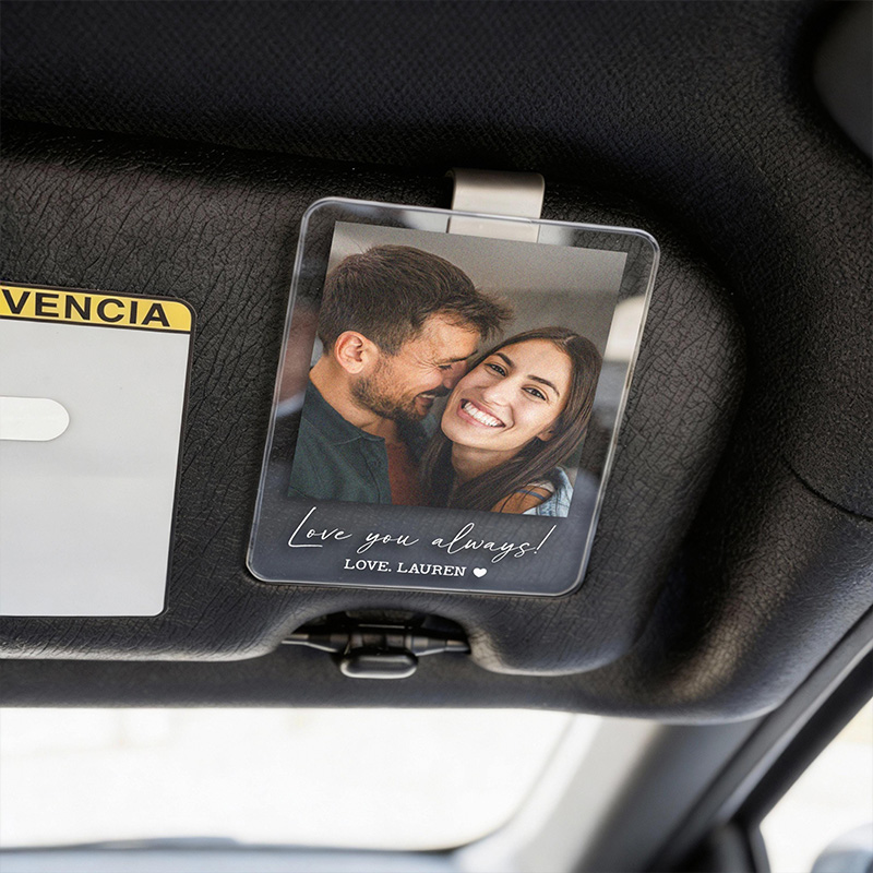 Personalized Couple Photo Car Visor Clip, Drive Safe I Love You, Anniversary Gift for Him, Gifts for Boyfriend, Husband, Drive Safe Gift