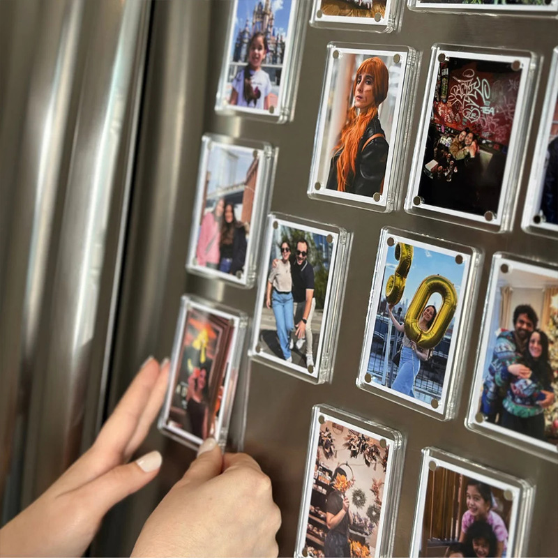 Personalized Bridesmaid Proposal Photo Frame with Engraved Text, Acrylic Fridge Magnetic Photo Frame with Custom Photos