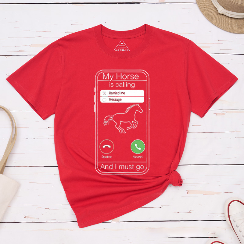 Personalized Funny My Horse is Calling Shirt Cowgirl Western Rodeo Riding Shirt Horse Trainer Dramatic Gelding Gift for Equestrian Lovers