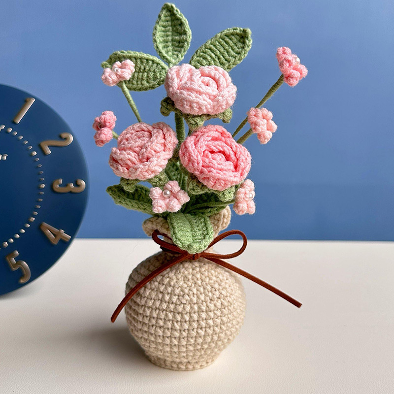 Mothers Day Gift Handmade Knitted Flower Pot Crochet Butterfly Orchid Plant Gift for Mom Grandma Mother's Day Gifts