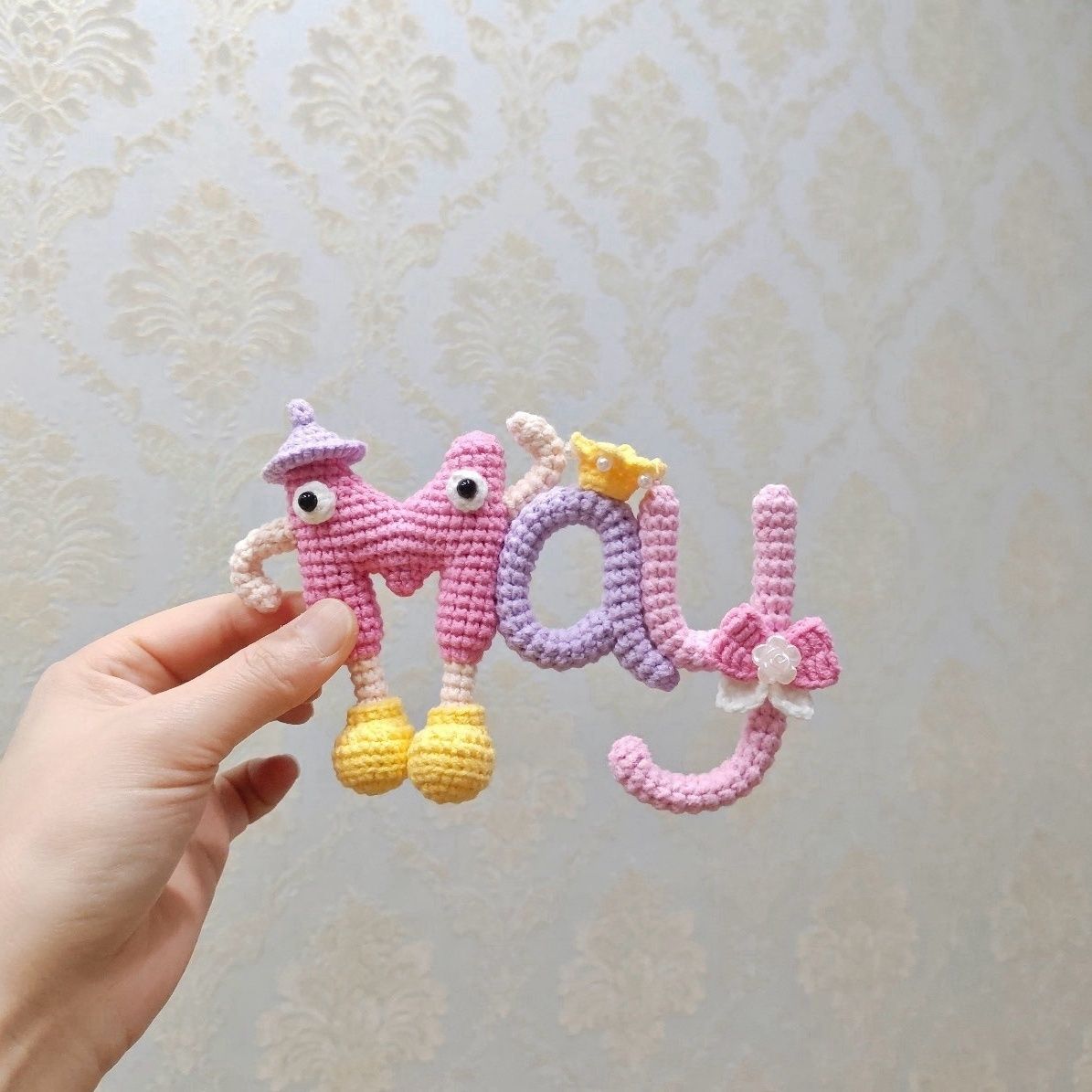 Personalized Hand-Crocheted Name Letter DIY Pendant Gift for Wife Girlfriend