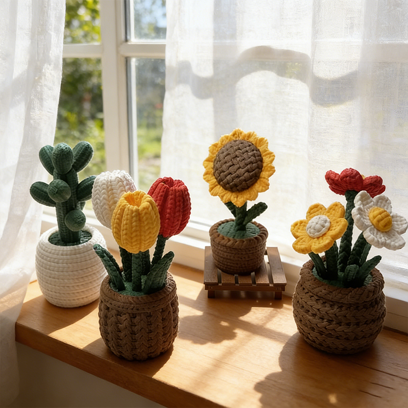 Personalized 3D Printed Flower 3D Tulips Decorations Potted Cacti Gift Home Decoration