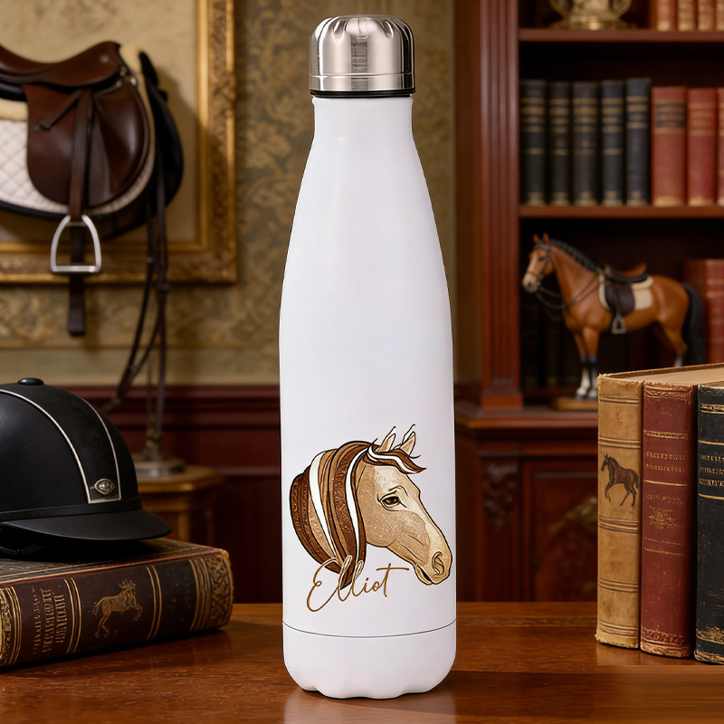 Personalized Horse Design Snaffle Bits Show Jumping Horse Insulated Bottle Pony Owners Thermal Flask Water Bottle for Equestrain Lovers