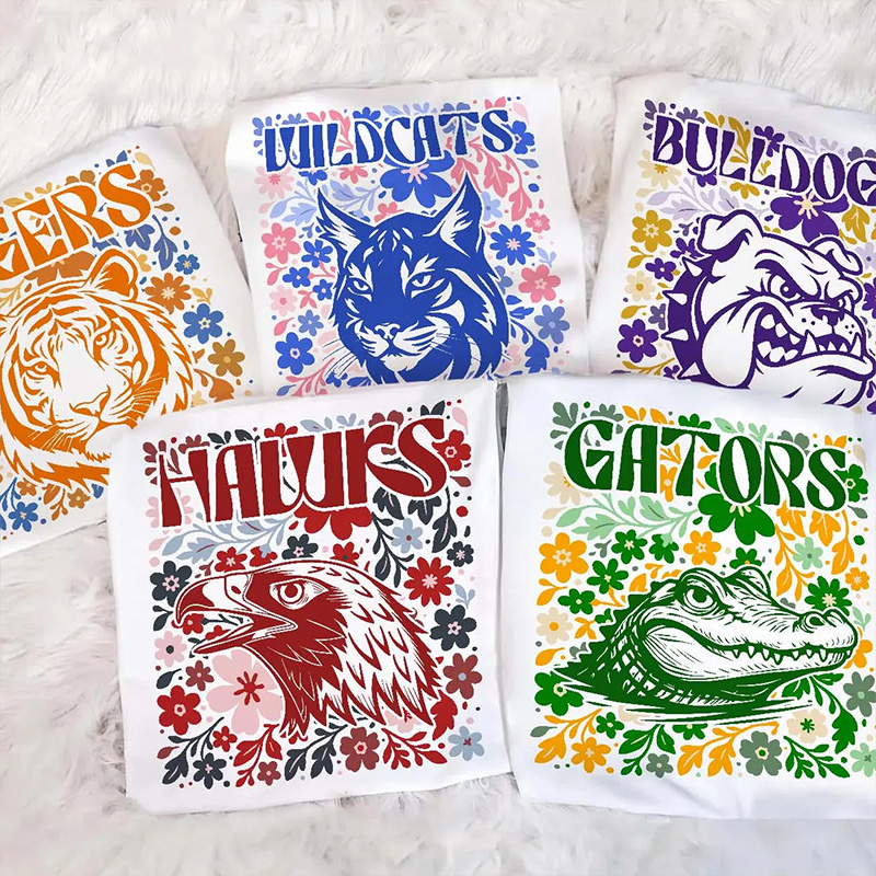 Personalized Sport Mascot Shirt Floral School Spirit Tee for Game Day