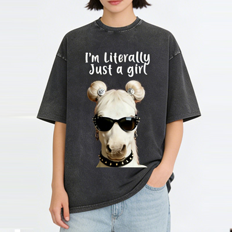 Personalized Funny Horse Washed T-Shirts Gift Shirt for Riding Equestrain Lovers