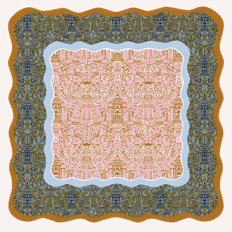 Personalized Scalloped Mahjong Mat Neoprene Game Surface Travel Portable Playing