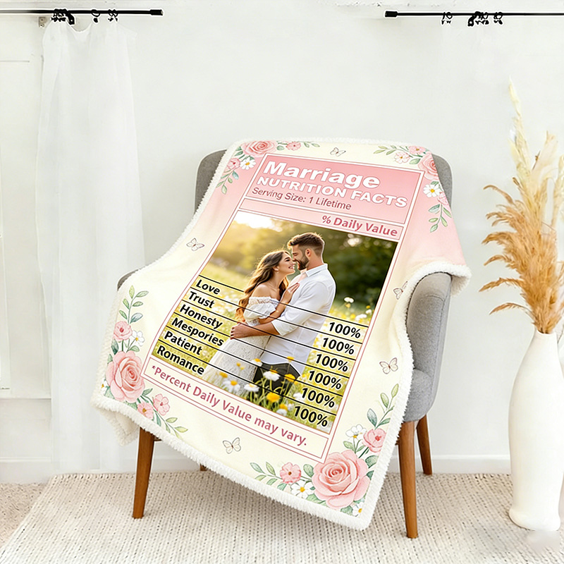 Personalized Funny Marriage Nutrition Facts Blanket Couple Throw Blanket Marriage Gift Anniversary Gift for Couple Newlywed Gift