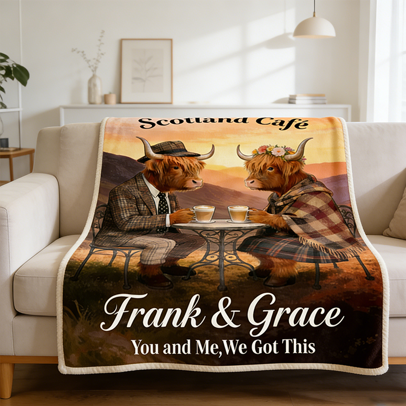 Personalized Highland Cow Throw Blanket for Couple You and Me We Got This Blanket Scotland Highland Couple Throw Blanket 