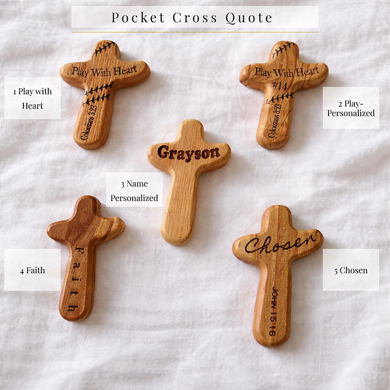 Baseball Pocket Cross Personalized Teen Easter Basket Stuffer for Boy Baseball Wooden Pocket Cross Christian Athlete Easter Gift for Godson