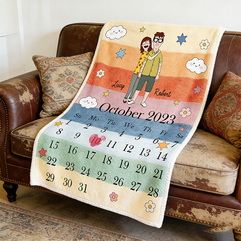 Personalized Couple Blanket Valentine's Day Gift for Couple Cartoon Character Couple Blanket