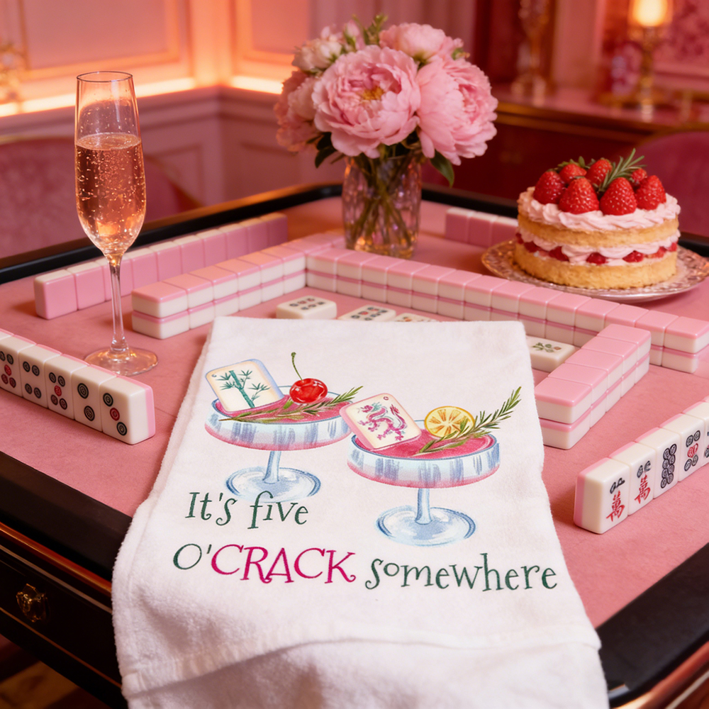 Mahjong Tea Towel – It’s Five O’Crack Somewhere Funny Kitchen Towel Gift for Mahjong Lovers