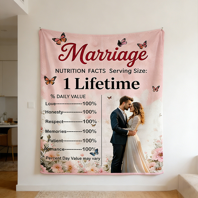 Personalized Marriage Nutrition Facts Blanket Funny Couple Throw Blanket Marriage Gift Anniversary Gift for Couple Newlywed Gift
