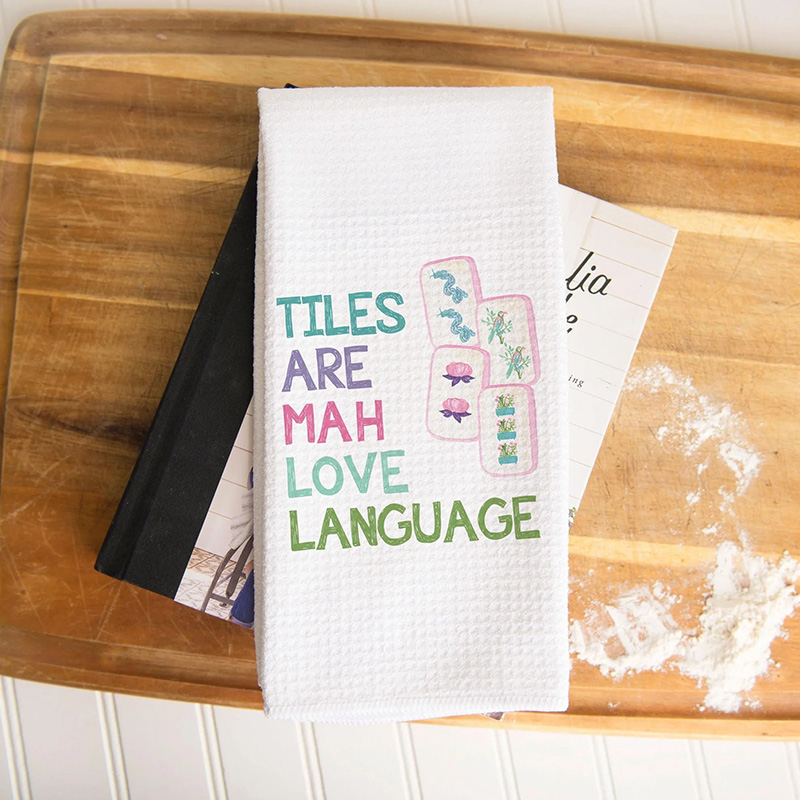 Personalized ”Tiles Are Mah Love Language“ MahjongTowel Mahjongg themed Towel Mahjong-themed Gift for Kitchen Mahjong Party Gift