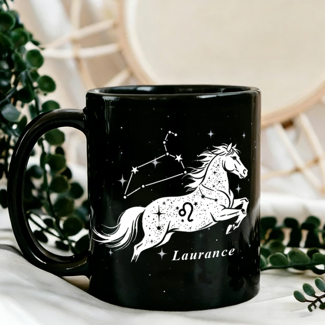 Personalized Zodiac Horoscope Horse Mug Ceramic Cup Gift for Horse Riding Equestrian Lovers