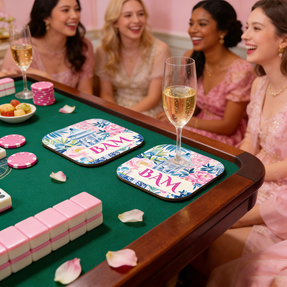 Dot Crack Bam Coaster Set Mahjong Funny Tile Sayings Colorful Game Night Decor Mahjong Gift for Friend Hostess Gift Idea for Mahj Player