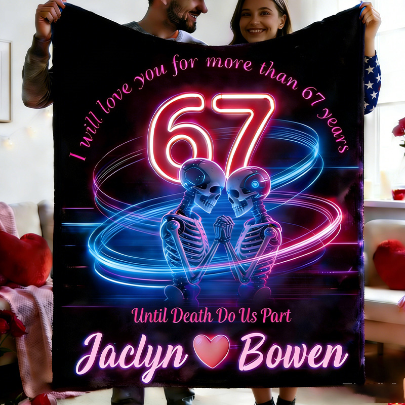 Personalized Unitil Death Do Us Part Couple Skeleton Blanket 