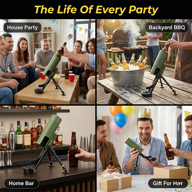 2026 New Bottle Cap Launcher Mortar Bottle Opener Novelty Shooting Bottles Openers for Bar Party Game Gift