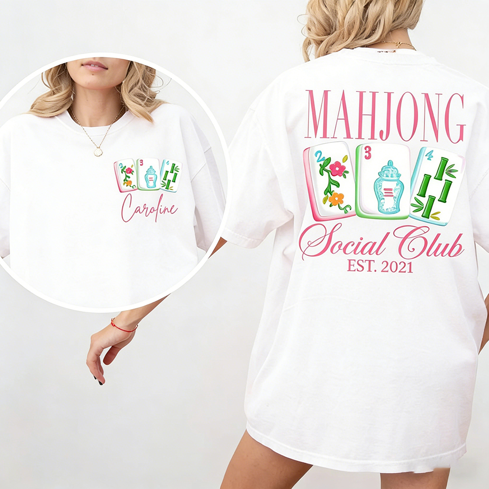 Custom Mahjong Social Club Shirt Mahjong Lover T Shirt Matching Mahjong Club Tee Personalized Mahjong Tournament Tee