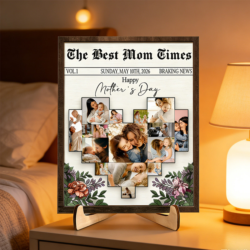 Personalized The Best Mom Sign Custom Two-layer Wooden Plaque with Stand Gift for Mom Birthday Mother's Day