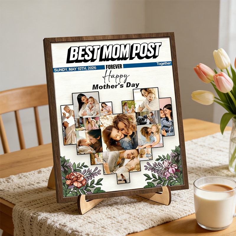 Personalized The Best Mom Sign Custom Two-layer Wooden Plaque with Stand Mother's Day Gift Birthday Gift 