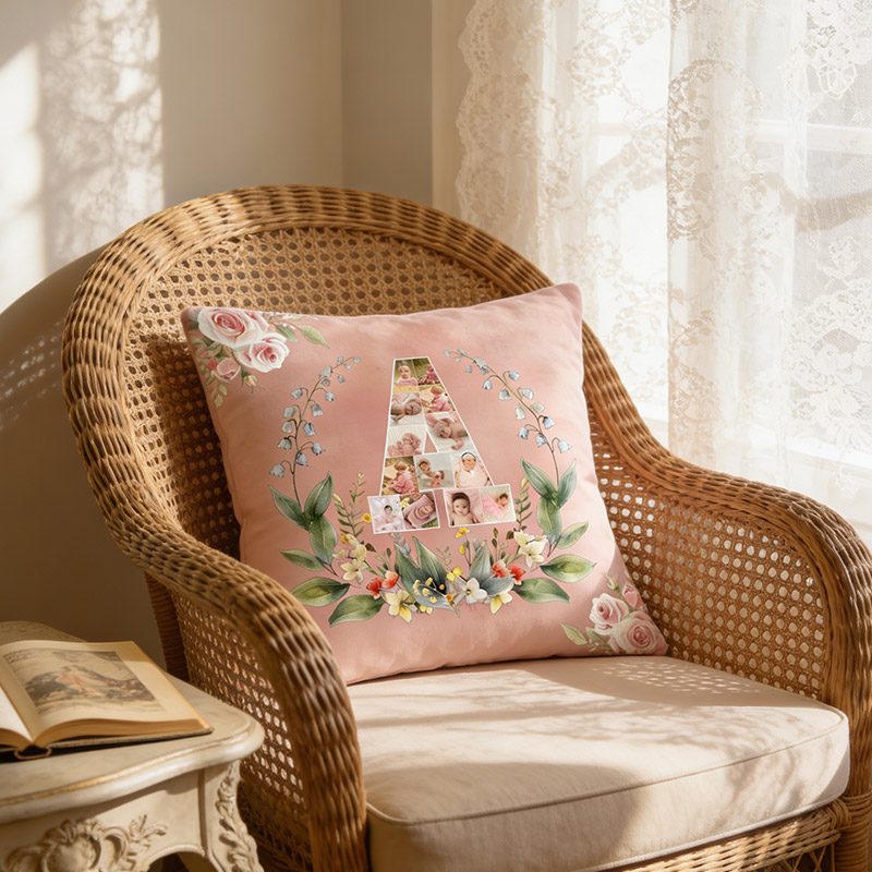 Personalized New Mom Birth Flower Pillow with Baby Photos Happy 1st Mother's Day Throw Pillow Mothers Day Gift For Mom