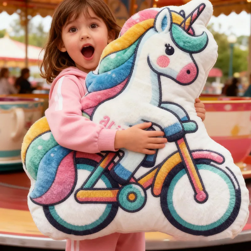 Personalized Pinky Horse Bike Pillow Cozy Graphic 3D Print Dreaming Princess Pillow Name Pillow Comfortable Travel Cushion for Kids Girls Riding Lovers