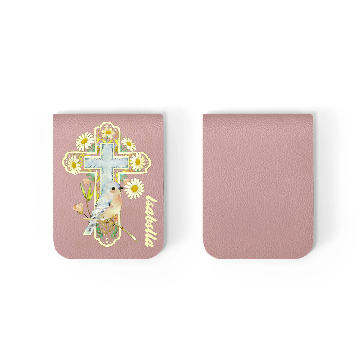 Daffodil Robin Cross Bookmark, Christian Reading Gift, Customizable with Name, Leather Artistic Book Clip Book Lover Gift 