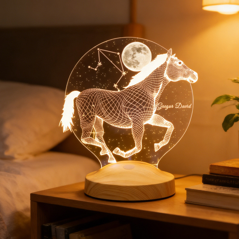 Personalized Zodiac Horoscope Horse LED Night Light Horse Gifts for Riding Lovers and Equestrian Lovers 
