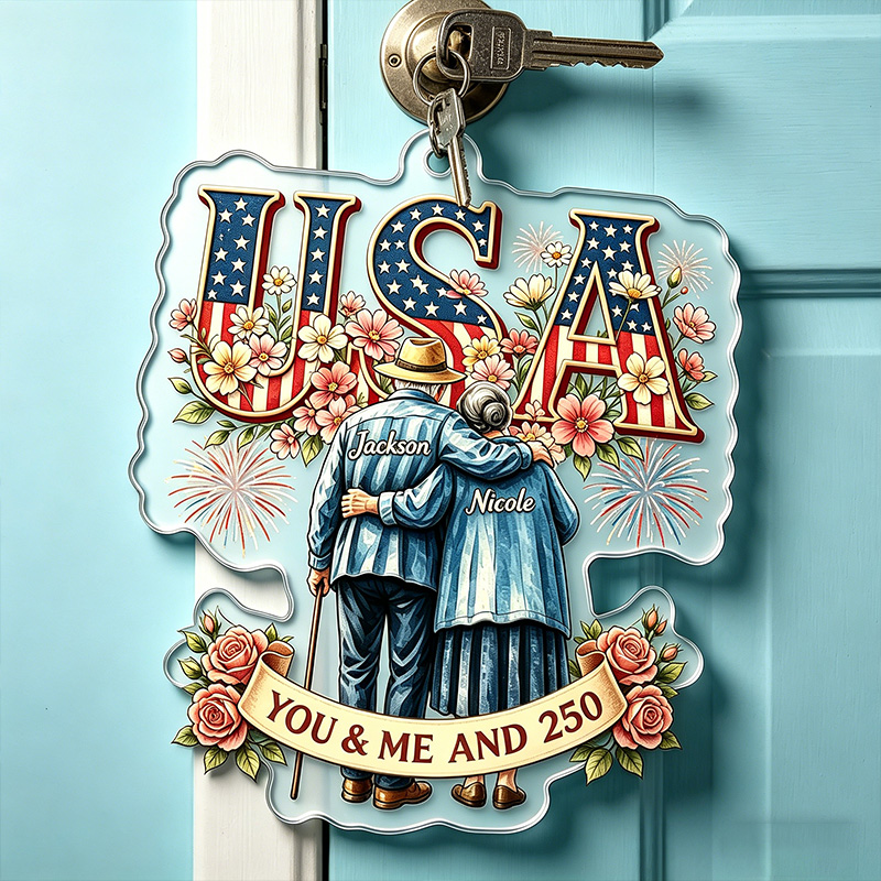 Personalized Couple Car Ornament USA 250 Years Freedom Car Ornament for Couple Old Couple Gift