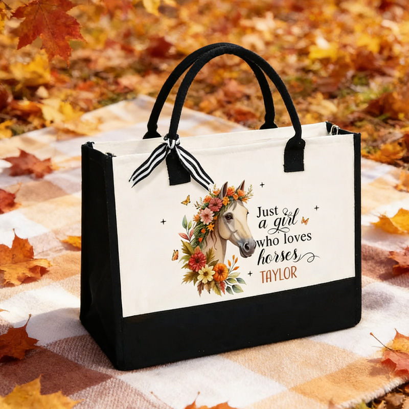 Personalized Horse Tote Bag Trainer Canvas Tote Bag Anniversary Gift for Equestrain Lovers