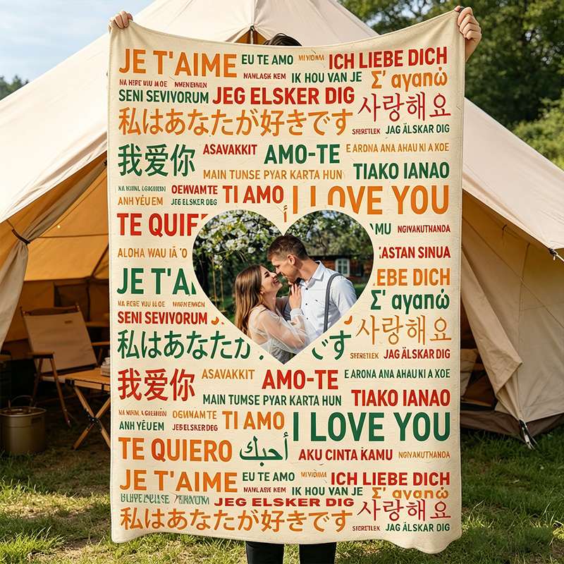 Personalized Love in All Languages Couple Blanket with Names Couple Anniversary Gift Wedding Gift for Newlyweds