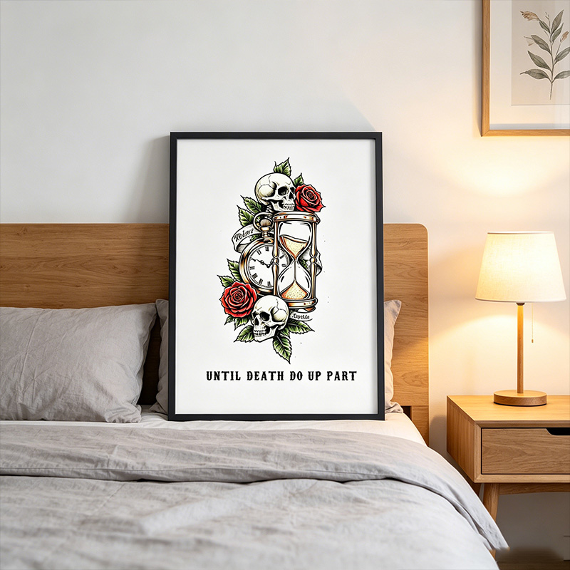 Personalized Couple Skeleton Print Poster Until Death Do Up Part Poster Couple Gift 